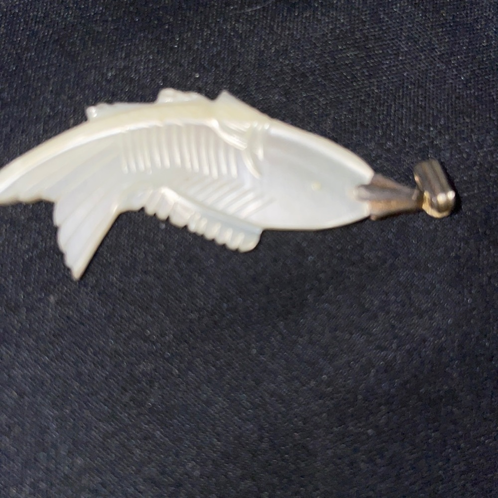 Vintage White Jade Fish Pendant